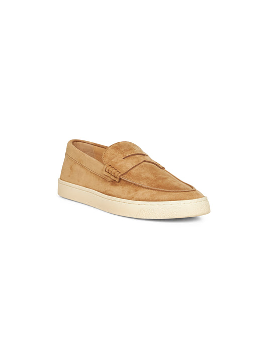 Camel suede loafer sneakers