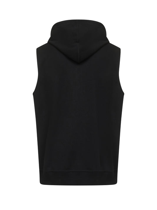 Gilet con cappuccio in felpa techno nera