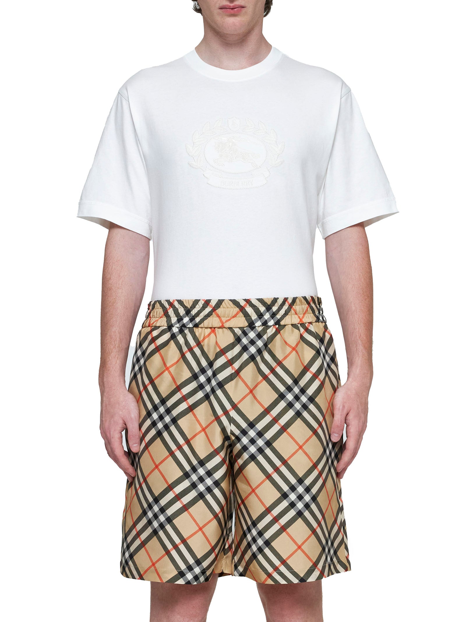 Check print silk shorts – Daniello.com
