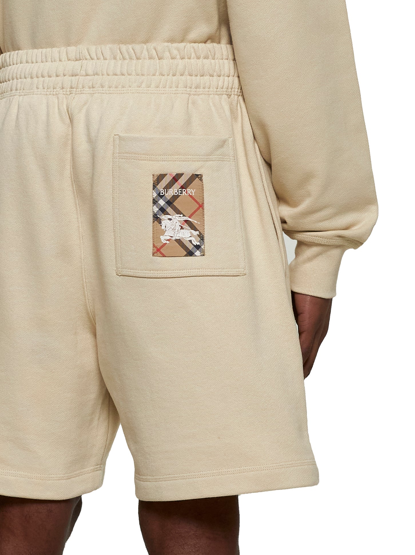 Beige cotton Check patch shorts – Daniello.com