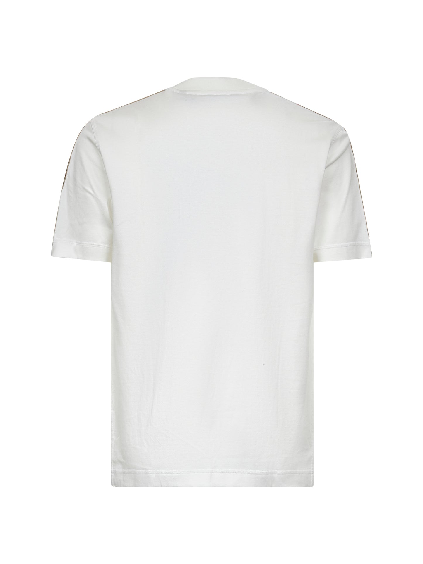 White cotton Check trims T-shirt