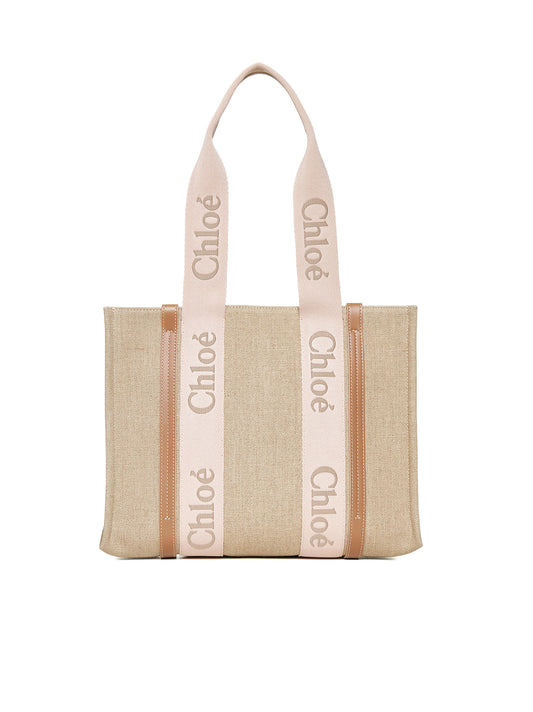 Chloe Woody Linen Tote Bag