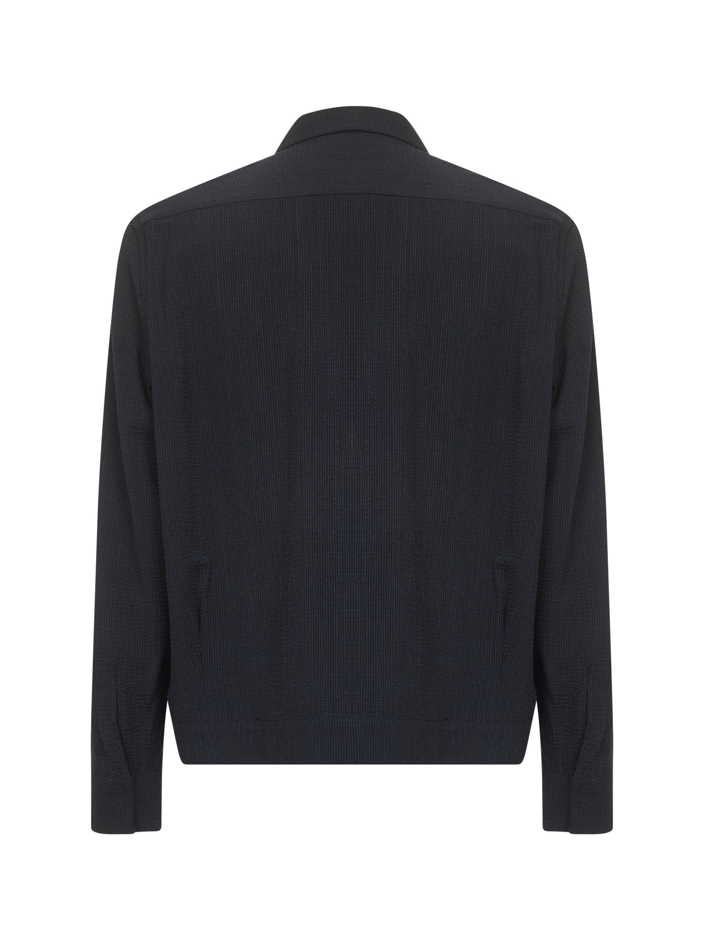 Giacca camicia in seersucker blu