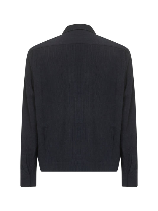 Giacca camicia in seersucker blu
