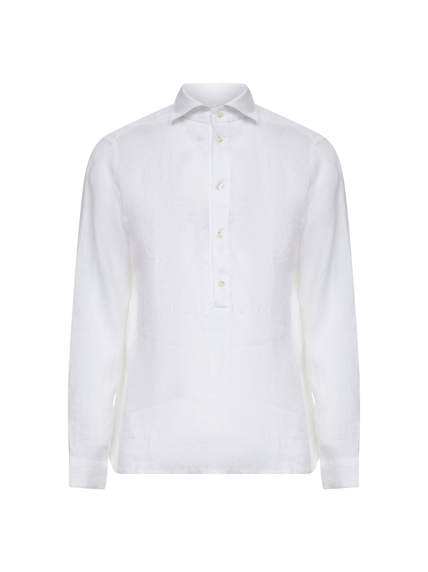 White linen polo shirt-like shirt