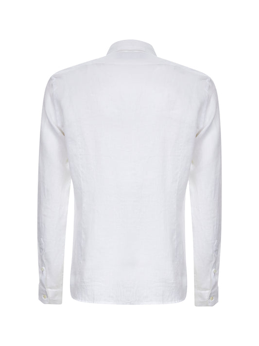 White linen polo shirt-like shirt