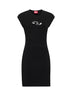 Black stretch cotton D-Angiel mini dress