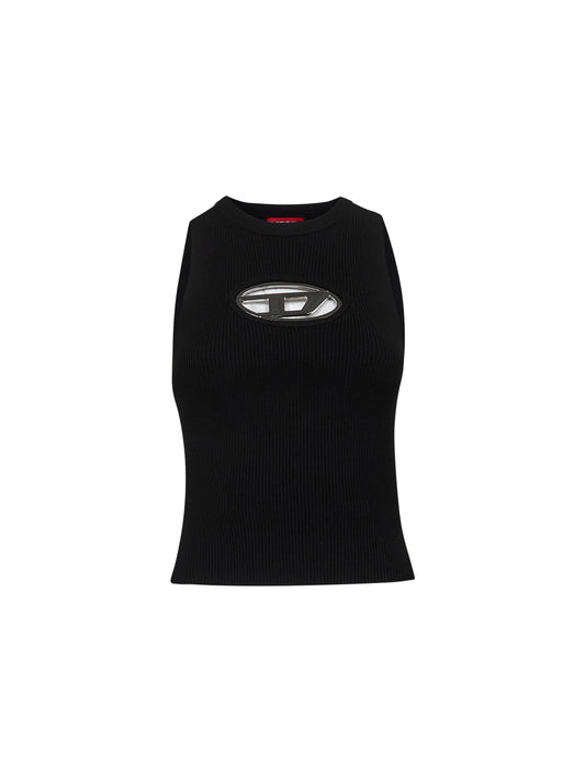 Black ribbed knit M-Onerva-Top top