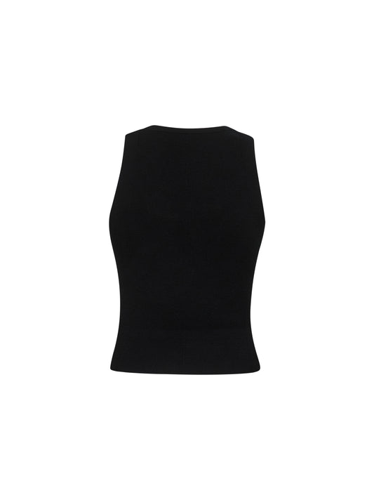 Black ribbed knit M-Onerva-Top top