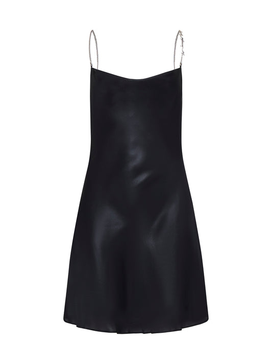 Short metallic dress with shawl neckline