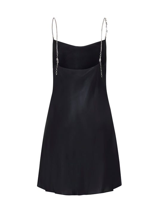 Short metallic dress with shawl neckline