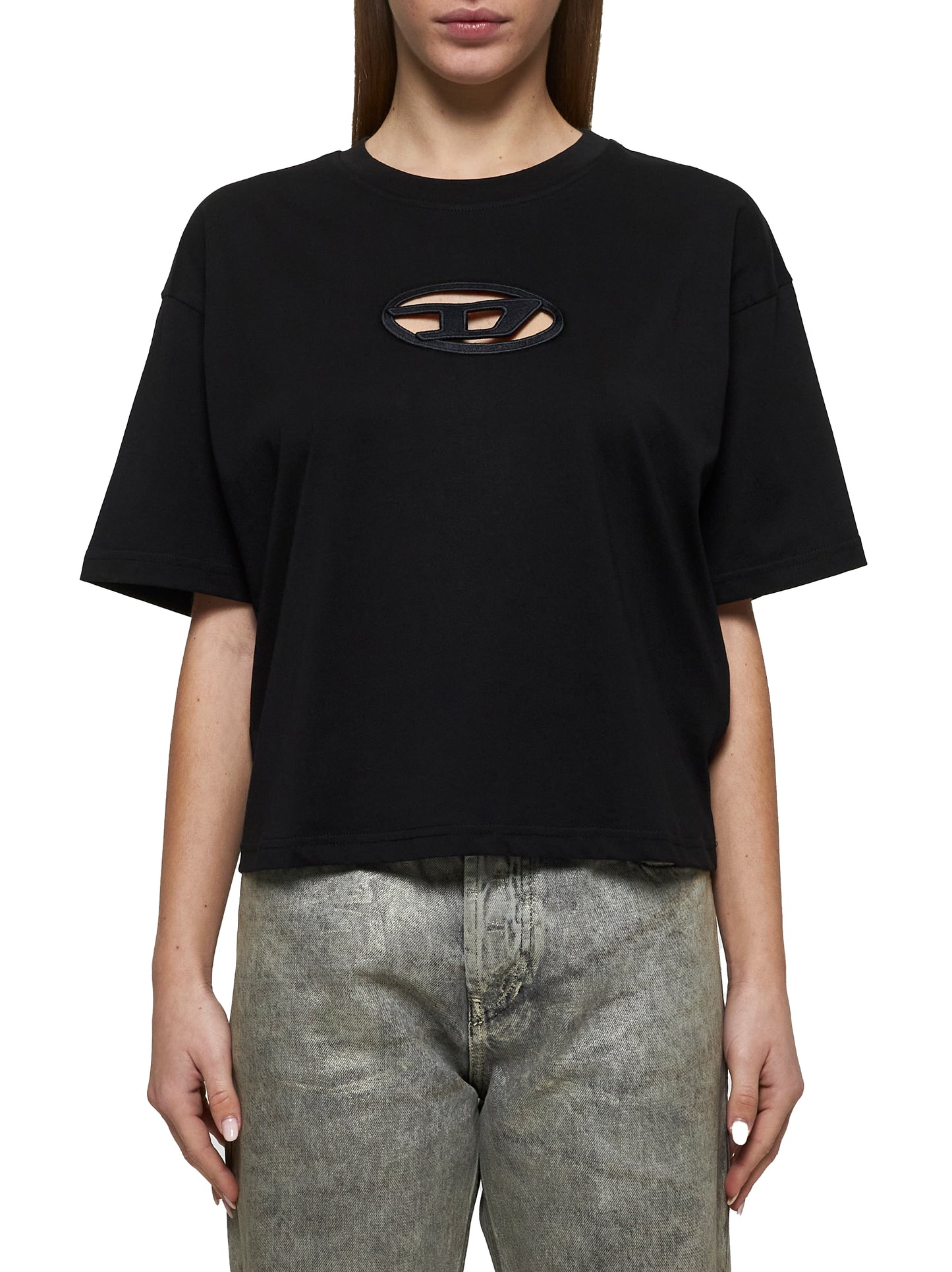 Black T-Buxt-Crop-Od T-shirt