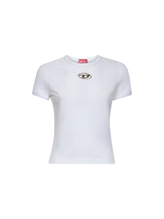 T-shirt slim T-Uncutie-Long-Od-Q1 in jersey biologico bianco