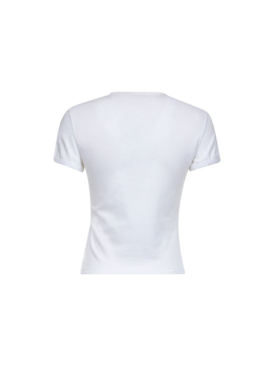 T-shirt slim T-Uncutie-Long-Od-Q1 in jersey biologico bianco