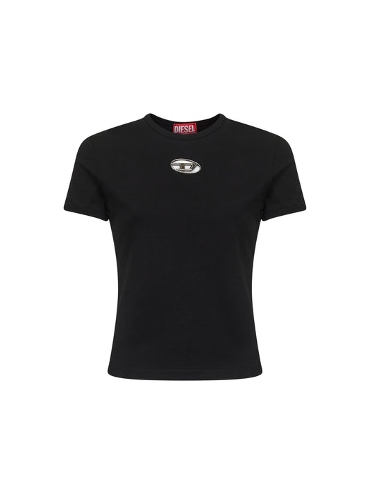 T-shirt slim T-Uncutie-Long-Od-Q1 in jersey biologico nero