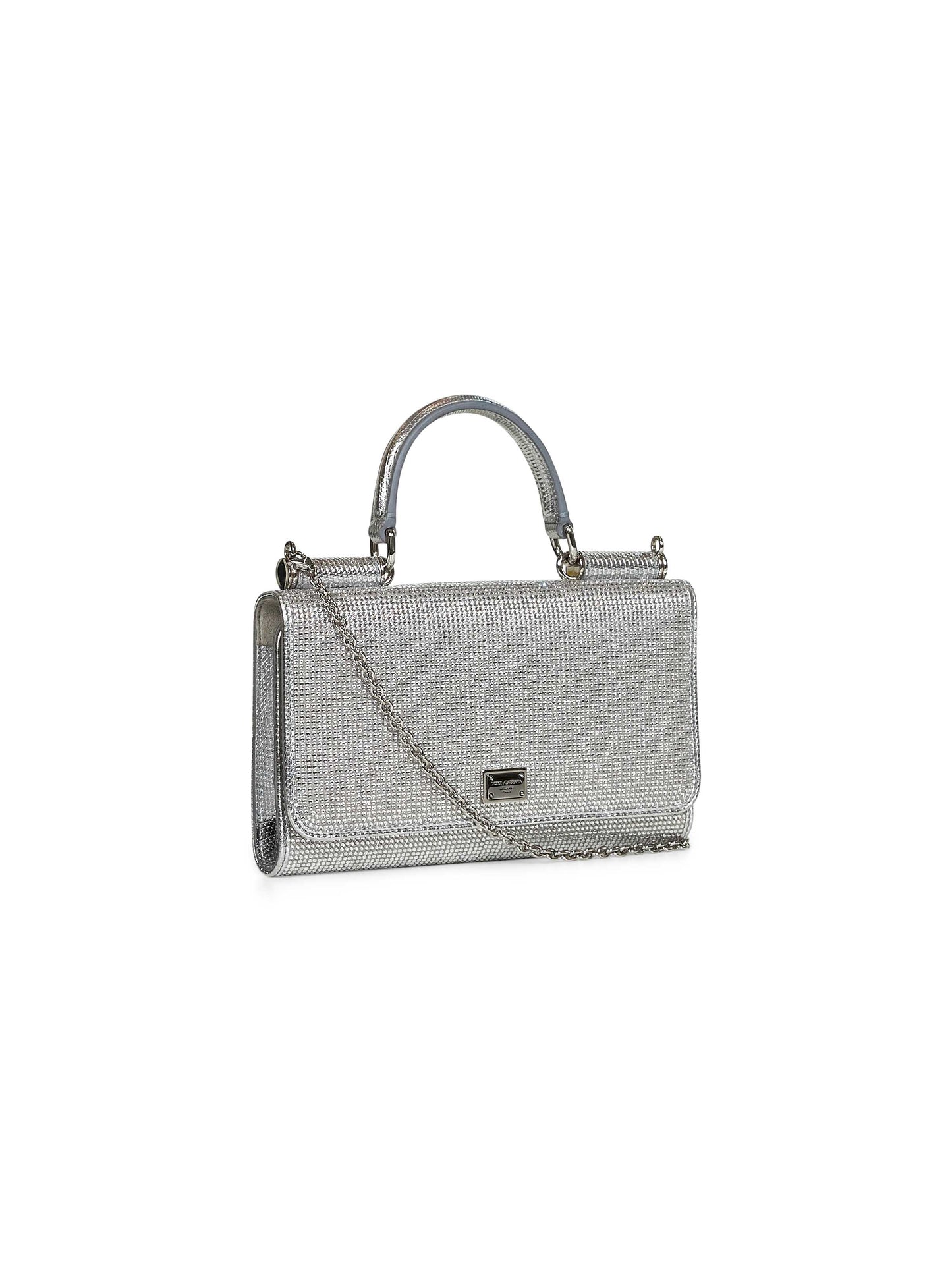 Silver Phone bag with shoulder strap