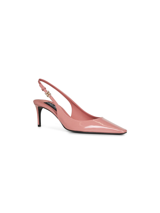 Pink polished calfskin Mum slingback pumps