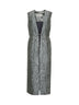 Green crushed viscose cotton blend sleeveless coat