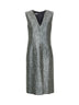 Green crushed viscose cotton blend midi sheath dress