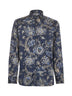 Blue maxi flower print cotton shirt