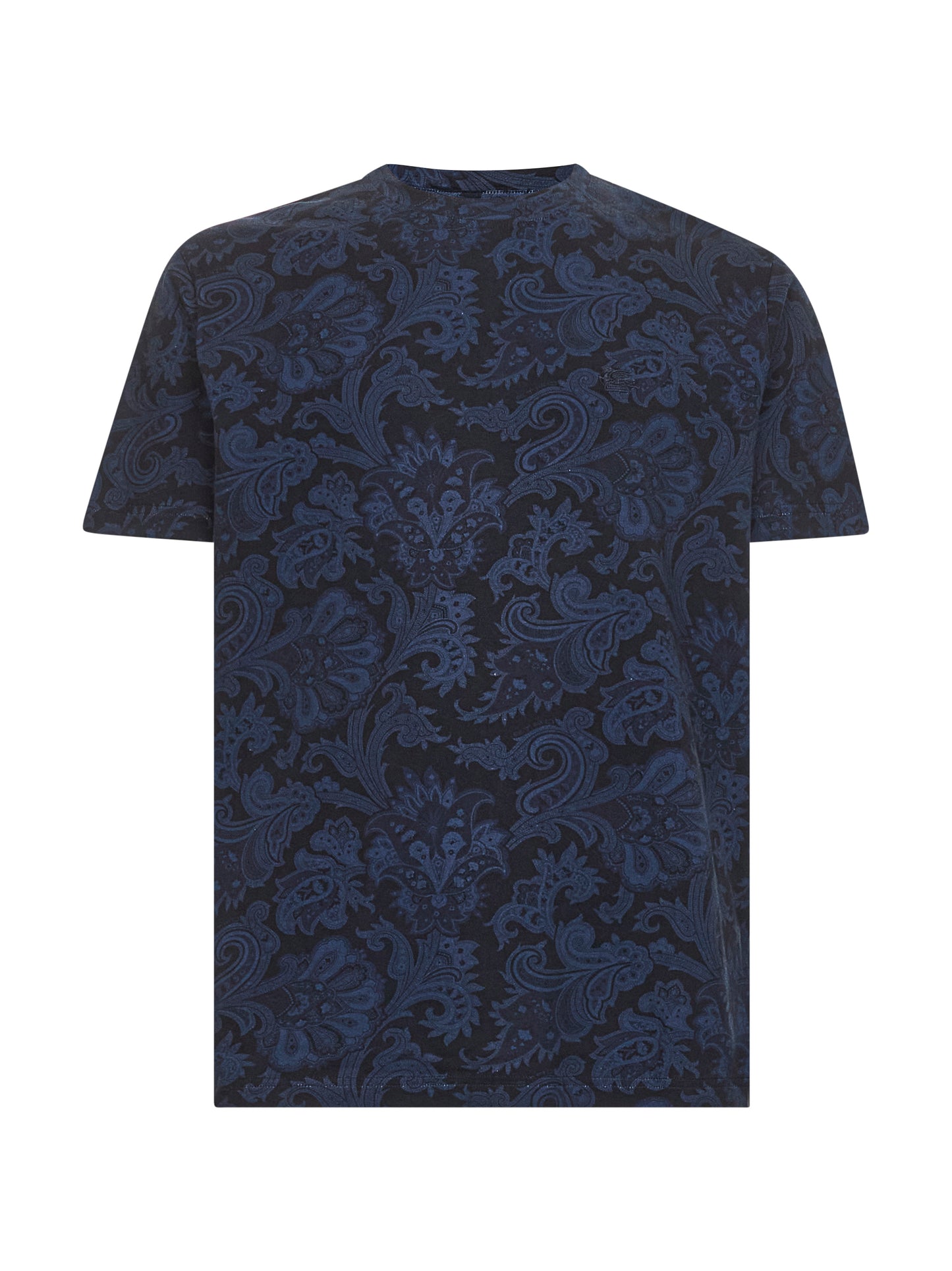 T-shirt in cotone Paisley maxi fiori blu