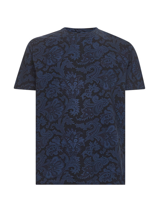 Blue Paisley and maxi flowers T-shirt