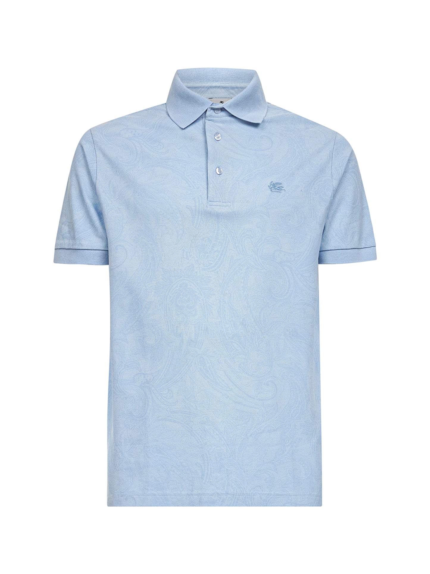 Polo in cotone Paisley jacquard azzurro