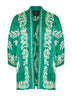 Kesa corta in viscosa jacquard floreale verde