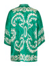 Kesa corta in viscosa jacquard floreale verde