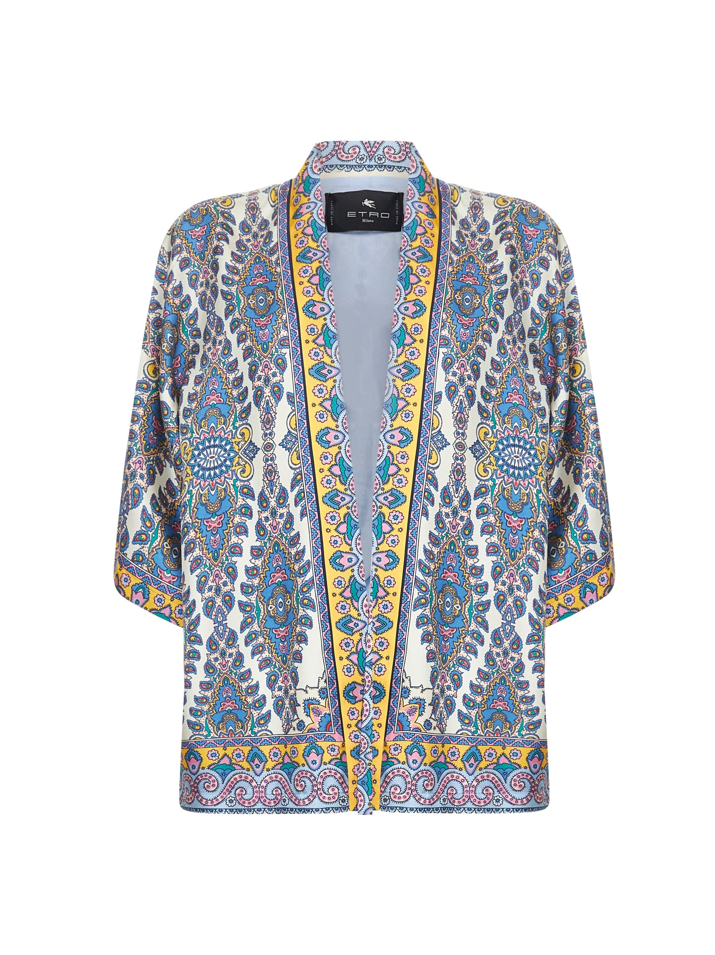 Kesa in twill di seta stampa medaglioni e Paisley