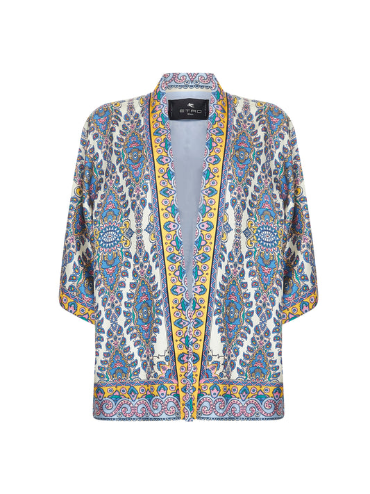 Medallion and Paisley print silk twill kesa