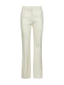 Beige paisley jacquard viscose flare trousers