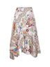 Gonna midi asimmetrica in cotone stampa fiori e farfalle