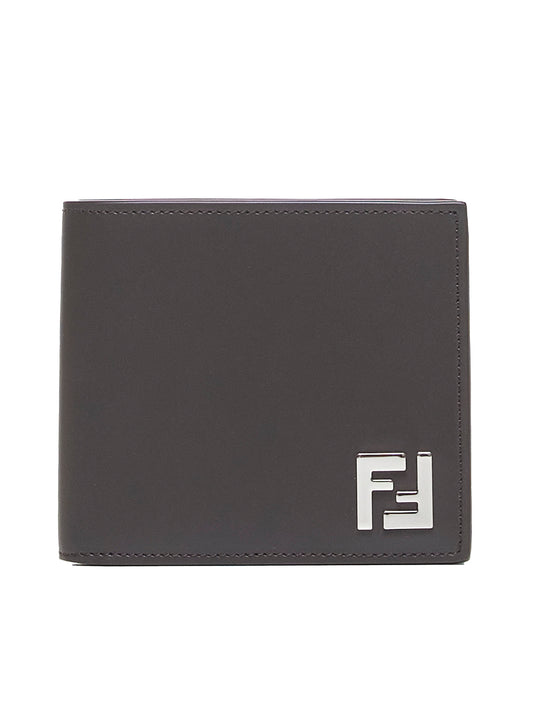 Portafoglio in pelle con placca-logo
