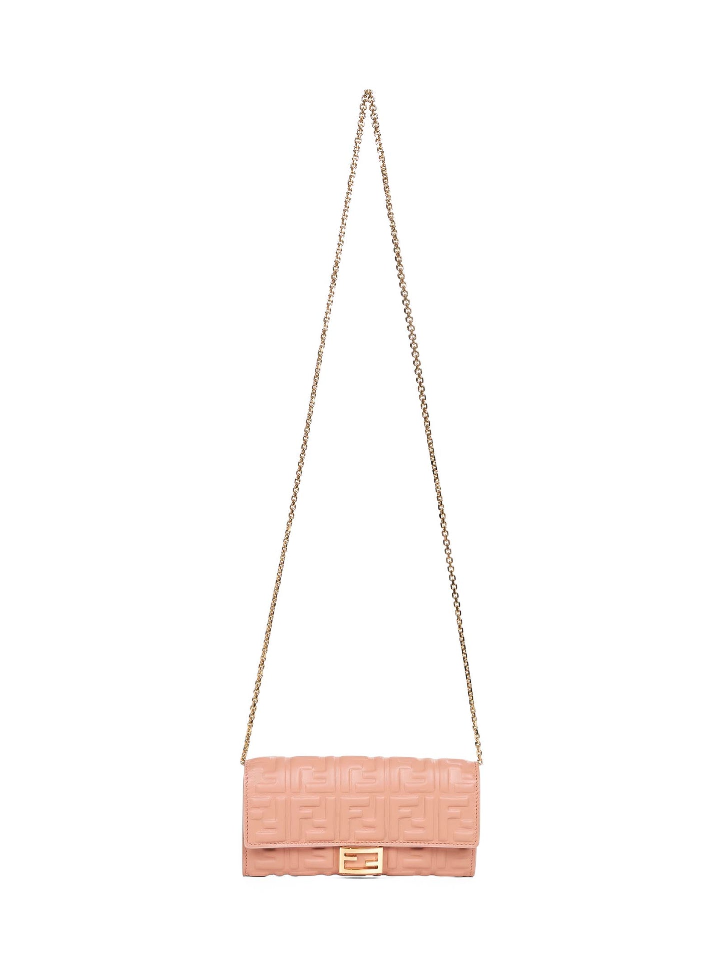 Pink Baguette Continental With Chain wallet