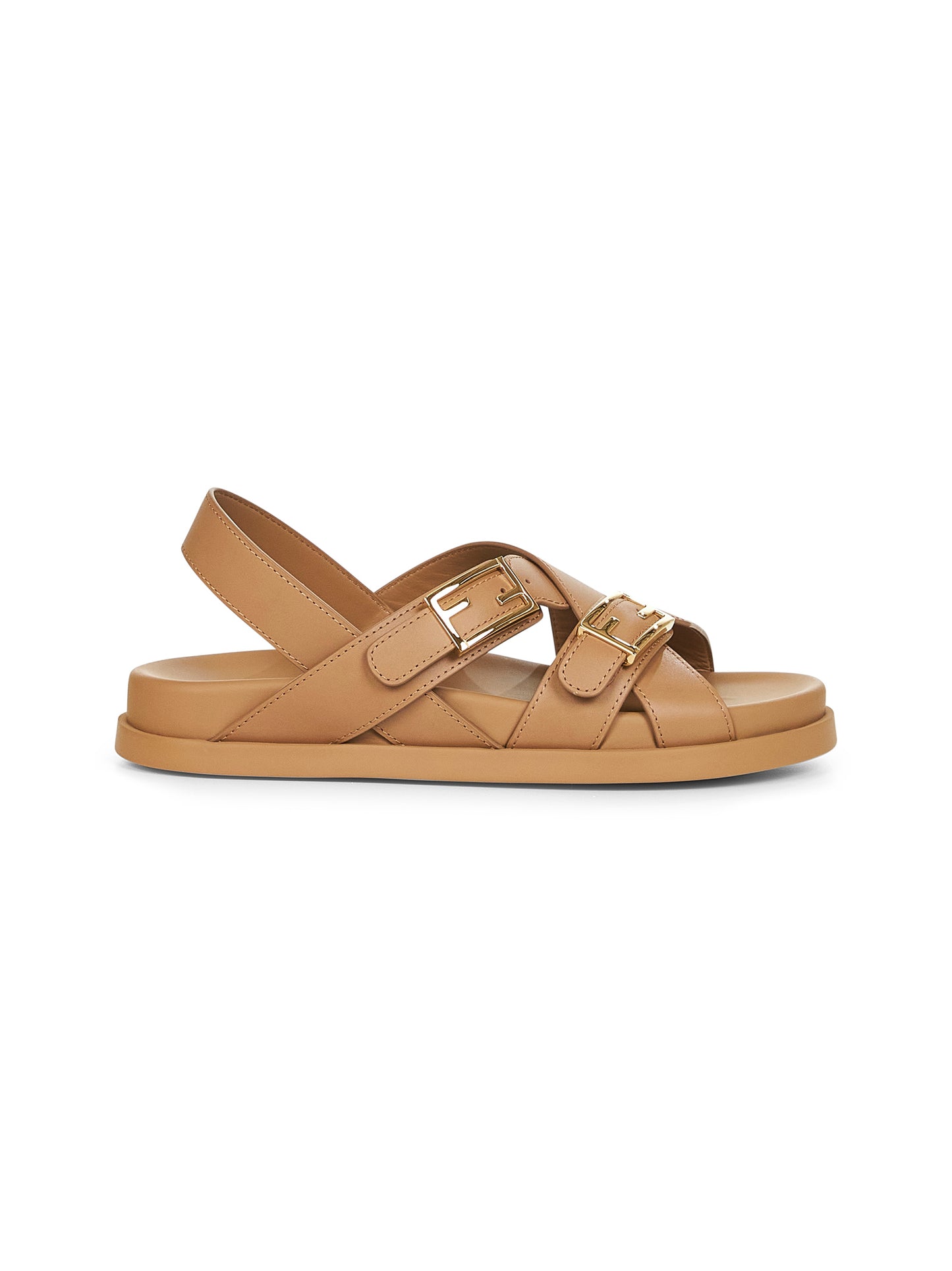 Beige leather Fendi Feel slides
