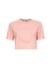 Pink cotton logo crop T-shirt