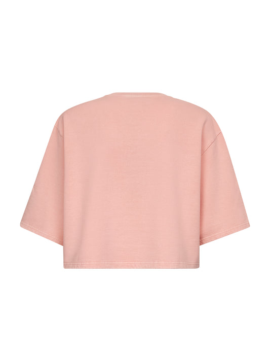 Pink cotton logo cropped T-shirt