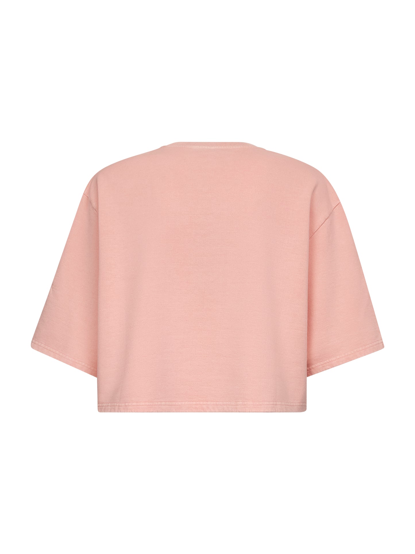 T-shirt crop in cotone rosa con logo