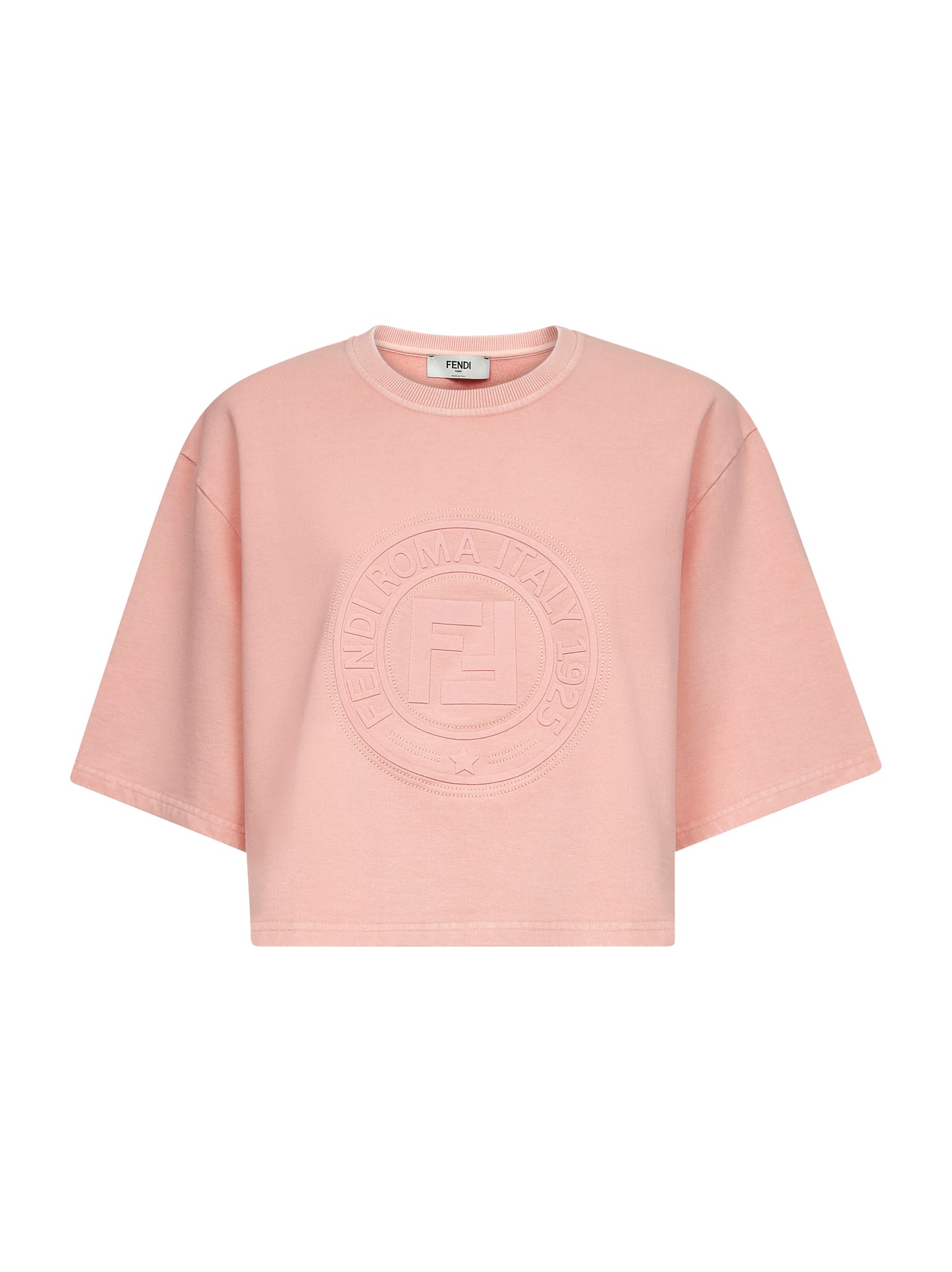 Pink cotton logo cropped T-shirt