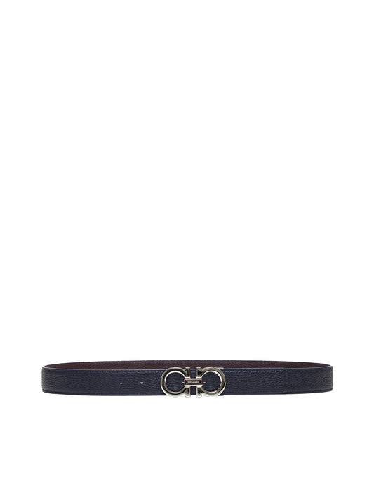 Cintura reversibile Gancini blu