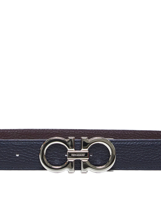 Cintura reversibile Gancini blu