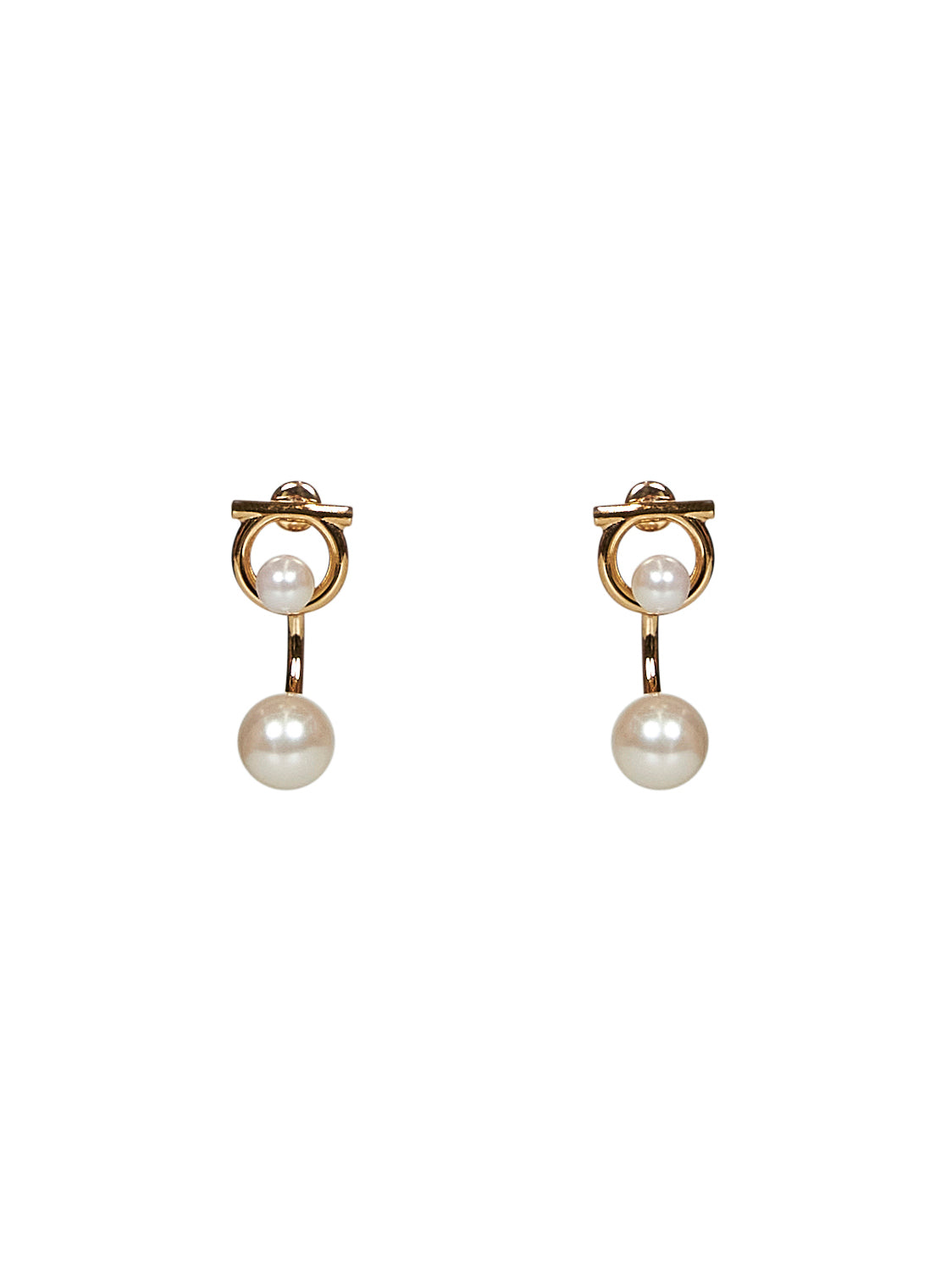 Gold brass Gancini earrings with pearls