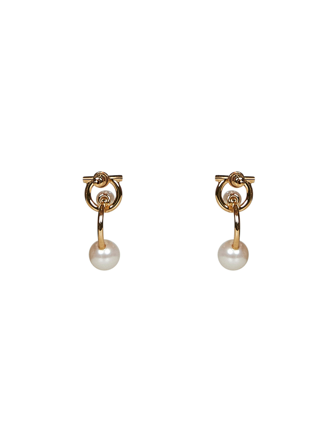 Gold brass Gancini earrings with pearls