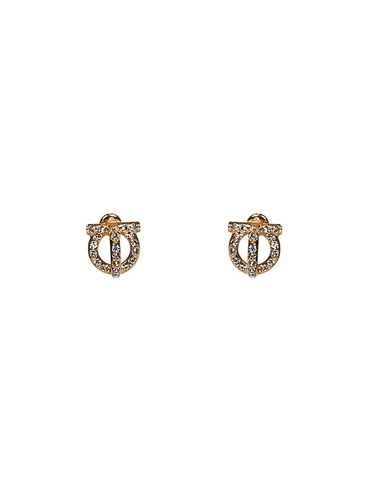 Gold brass 3D Gancini crystals earrings