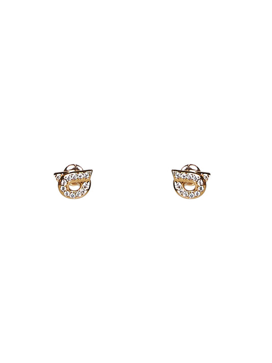 Gold Gancini earrings with rhinestones - size 10<BR/>