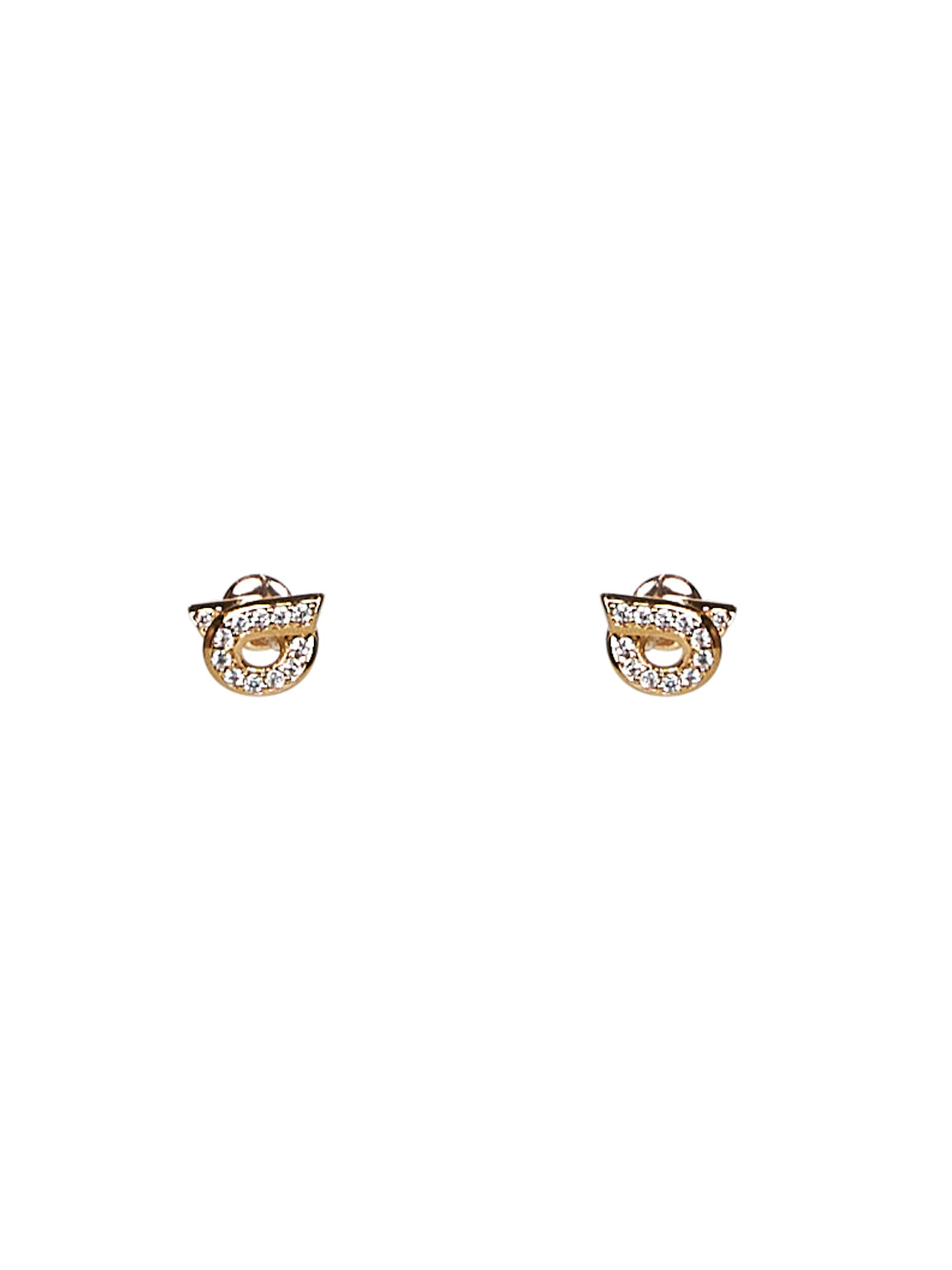 Gold Gancini earrings with rhinestones - size 10<BR/>