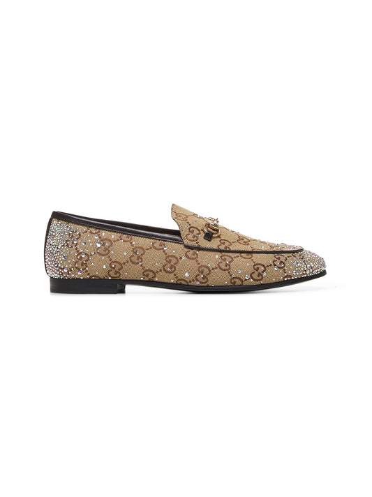 Mocassini Jordaan beige con cristalli