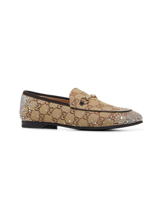 Mocassini Jordaan beige con cristalli