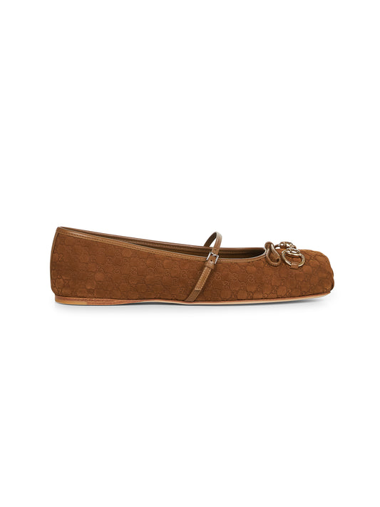 Ballerine Gucci con Morsetto marrone chiaro